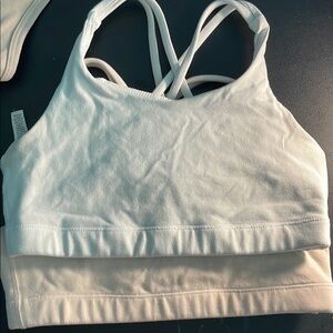 Athleta White and Cream Sports Bra with Racerback Design